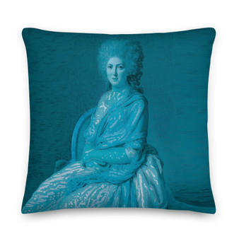 trendy Jacques-Louis David “Neoclassical Countess" Light Blue Turquoise Throw Pillow. Modern Pop Art Art by Neoclassical Pop Art 