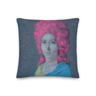 grey blue. pink Old Masters portrait art print decorative pillow art fashion and design
