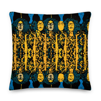 Gustav Klimt Blue Yellow decorative throw pillow Pillow art fashion and design