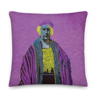 Rembrandt Pop self Portrait Purple Yellow Decorative throw Pillow art fashion design