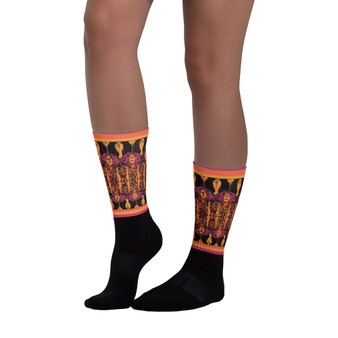 Klimt Peach Orange Unisex Orange Pink Socks