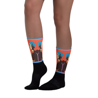 Sandro Botticelli blue orange black pop art man portrait socks