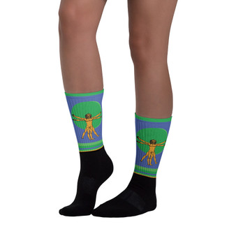 Da Vinci Yellow Vitruvian Man Socks