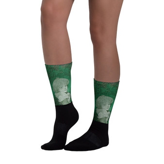 Greuze child Portrait green black art socks