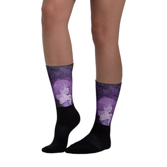 Greuze child Portrait purple black art socks