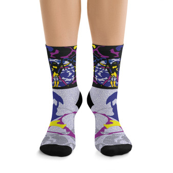 Leonardo da Vinci Vitruvian Man yellow pink lilac black yellow art socks