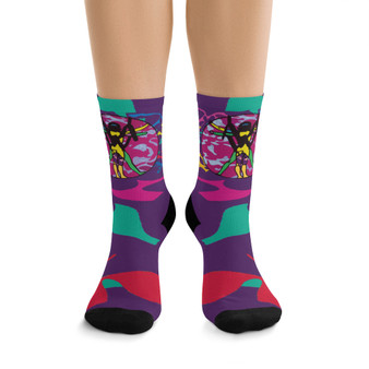 Leonardo da Vinci Vitruvian Man green pink purple yellow blue black art socks