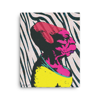 Da Vinci Pink Yellow Zebra Caricature Print on Canvas