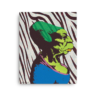 On Sale Da Vinci Blue Green Zebra Caricature Print on Canvas  by Neoclassical Pop Art