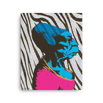 On Sale  Da Vinci Pink Blue Zebra Caricature Print on Canvas by Neoclassical Pop Art