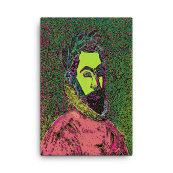 On Sale El Greco Pop Poet Portrait Pink Green Mint Print on Canvas by Neoclassical Pop Art