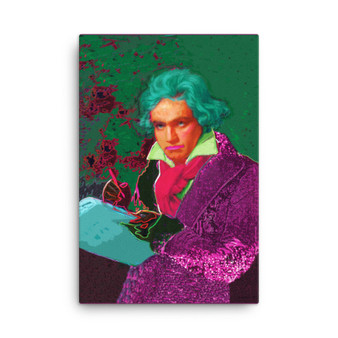 Purple Pink Turquoise Beethoven self portrait print on canvas by neoclassical pop art