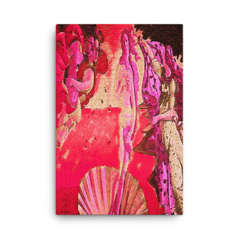 On Sale Botticelli The Birth of Venus Pink Red Ocher Print on Canvas by Neoclassical Pop Art