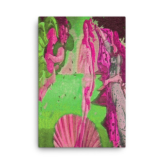 On Sale  Botticelli The Birth of Venus Green Pink Red Print on Canvas by  Neoclassical Pop Art