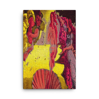 On Sale Botticelli The Birth of Venus Bright Yellow & Red Print on Canvas by Neoclassical Pop Art