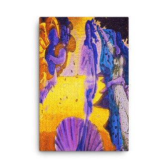 Botticelli The Birth of Venus Purple Yellow Lilac Print on Canvas