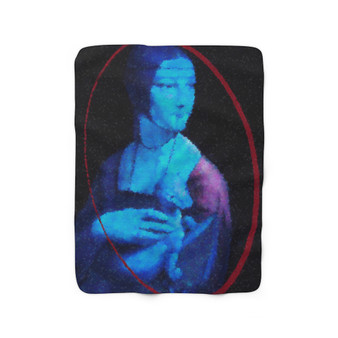 On Sale Da Vinci Lady with an Ermin Sherpa Fleece Blanket by Neoclassical Pop Art