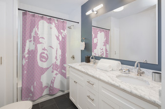 Marylin Monroe Portrait Pale Pink White Shower Curtains