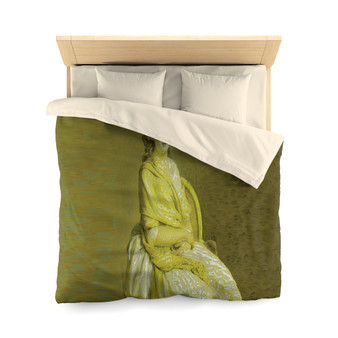 Yellow microfiber duvet cover with Jacques-Louis David neoclassical portrait