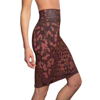 Brown Abstract Art Women's Pencil Skirt