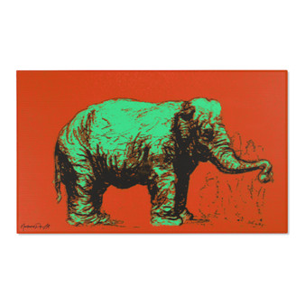Rembrandt An Elephant Orange Green Area Rugs