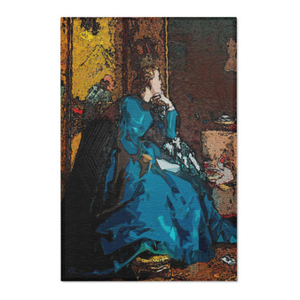 On Sale Manet Lady Blue  Brown Area Rugs by Neoclassical Pop Art