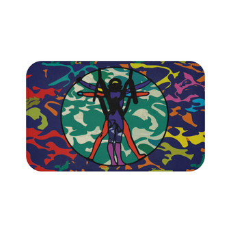 Leonardo Da Vinci Green Red Blue Yellow Pink Purple Multi-Collor Vitruviuan Space Man Bath Mat