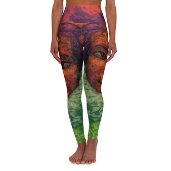 On Sale Sir Peter Paul Rubens orange green High Waisted Yoga Leggings by Neoclassical Pop Art