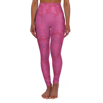 Hot Pink High Abstract Art Waisted Yoga Leggings
