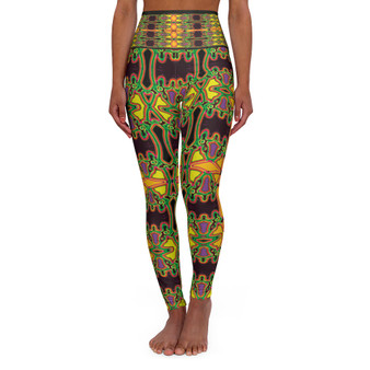 Da Vinci Yellow Cross High Waisted Yoga Leggings