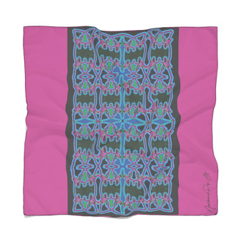 Da Vinci Pink Blue Alexander the Great Cross Poly Scarf