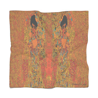 Klimt Portrait Orange Poly Scarf