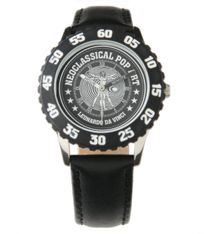 Da Vinci Kid's Adjustable Bezel Stainless Steel Black Numbered Watch by Neoclassical Pop Art