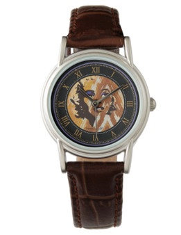 Monroe Women's Classic Brown Leather Strap Watch by Neoclassical Pop Art