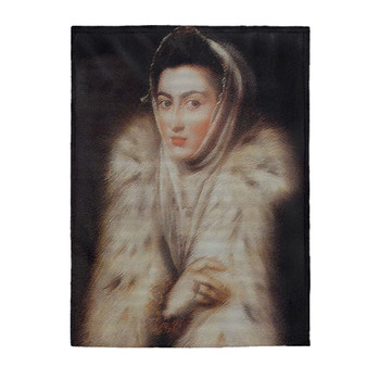 Sánchez Coello Lady in a Fur Wrap Velveteen Plush Blanket