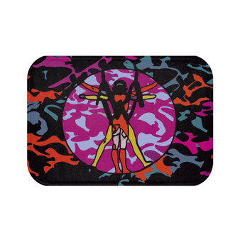 Leonardo Da Vinci Pink Orange Gray Blue Vitruvian Space Man Bath Mat