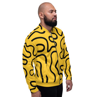 Yellow & Black Pop Sacred Geometry Bomber Jacket