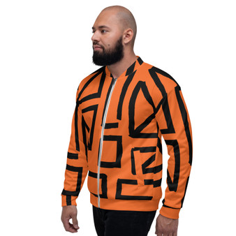Orange & Black Sacred Geometry Bomber Jacket