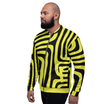 Yellow & Black Pop Sacred Geometry Bomber Jacket