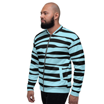 Light Blue & Black Sacred Geometry Bomber Jacket