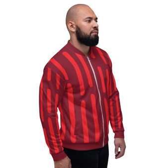 Red & Burgundy Pop Sacred Geometry Bomber Jacket