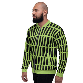 Neon Green & Black Sacred Geometry Bomber Jacket