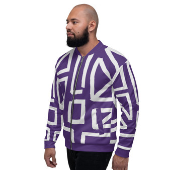 Purple & Light Grey Sacred Geometry Bomber Jacket