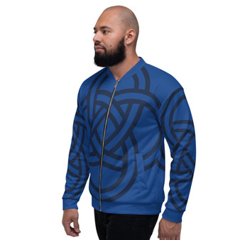 On Sale Sacred Geometry Navy Blue & Green Pop Bomber Jacket