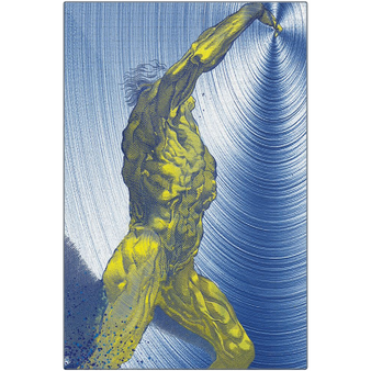 On Sale  Rubens  Anatomical Figure Yellow Blue Print on Metal  by Neoclassical Pop Art