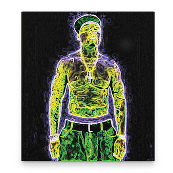50 Cents Pop Art Portrait yellow green purple black Oil on Canvas painting