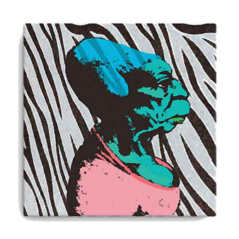 Pink-and-blue Leonardo da Vinci Caricature oil-on-canvas print