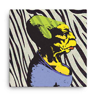Yellow, purple, and green Leonardo da Vinci Caricature oil-on-canvas print