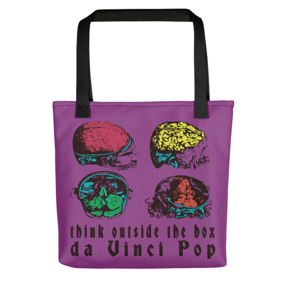 cool purple pop art anatomical brain neoclassical da vinci tote bag 