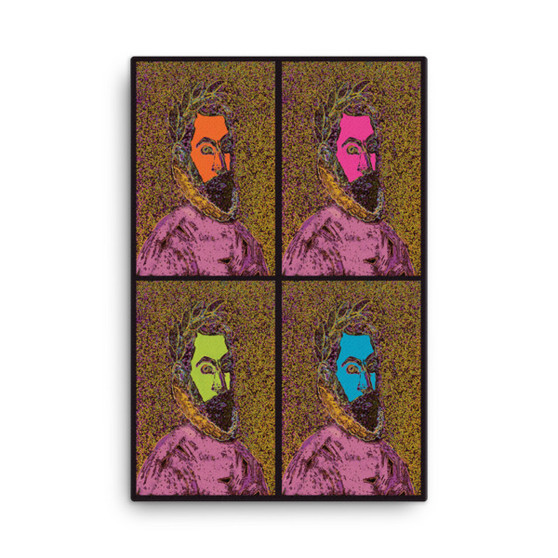 El Greco Pop Poet Portrait Pink Blue Orange Green Oil on Canvas
